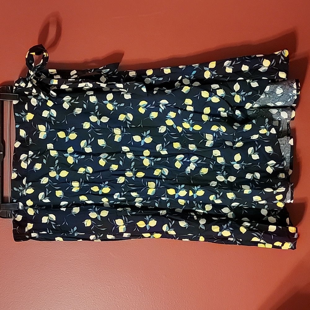Banana Republic Navy Skirt with Yellow Lemon Print
